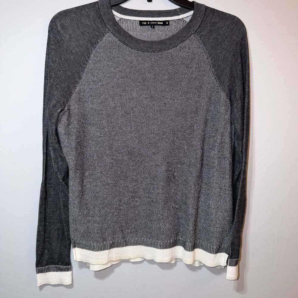 Rag & Bone Grey Heathered Knit Long Sleeve Pullover Sweater Size S